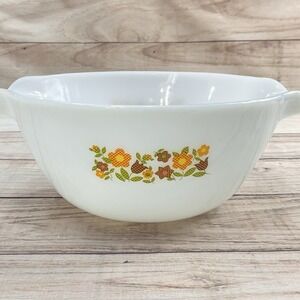 Vintage Anchor Hocking Fire King Gingham Floral Mixing Bowl Medium‎ 10"x11"